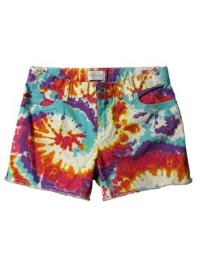 NWT The Children’s Place Spiral Tie-Dye Denim Raw Cutoff Hem Shorts | Size 10